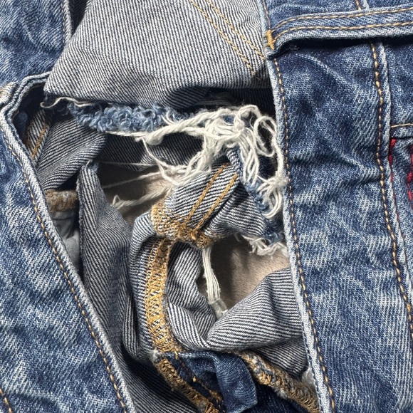 Old Navy 100% Cotton Cut Off Distressed Embroidered Denim Blue Jean Shorts 10 - Picture 13 of 15